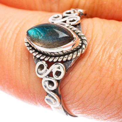 Labradorite Dainty Ring Size 7.75 (925 Sterling Silver) R5773