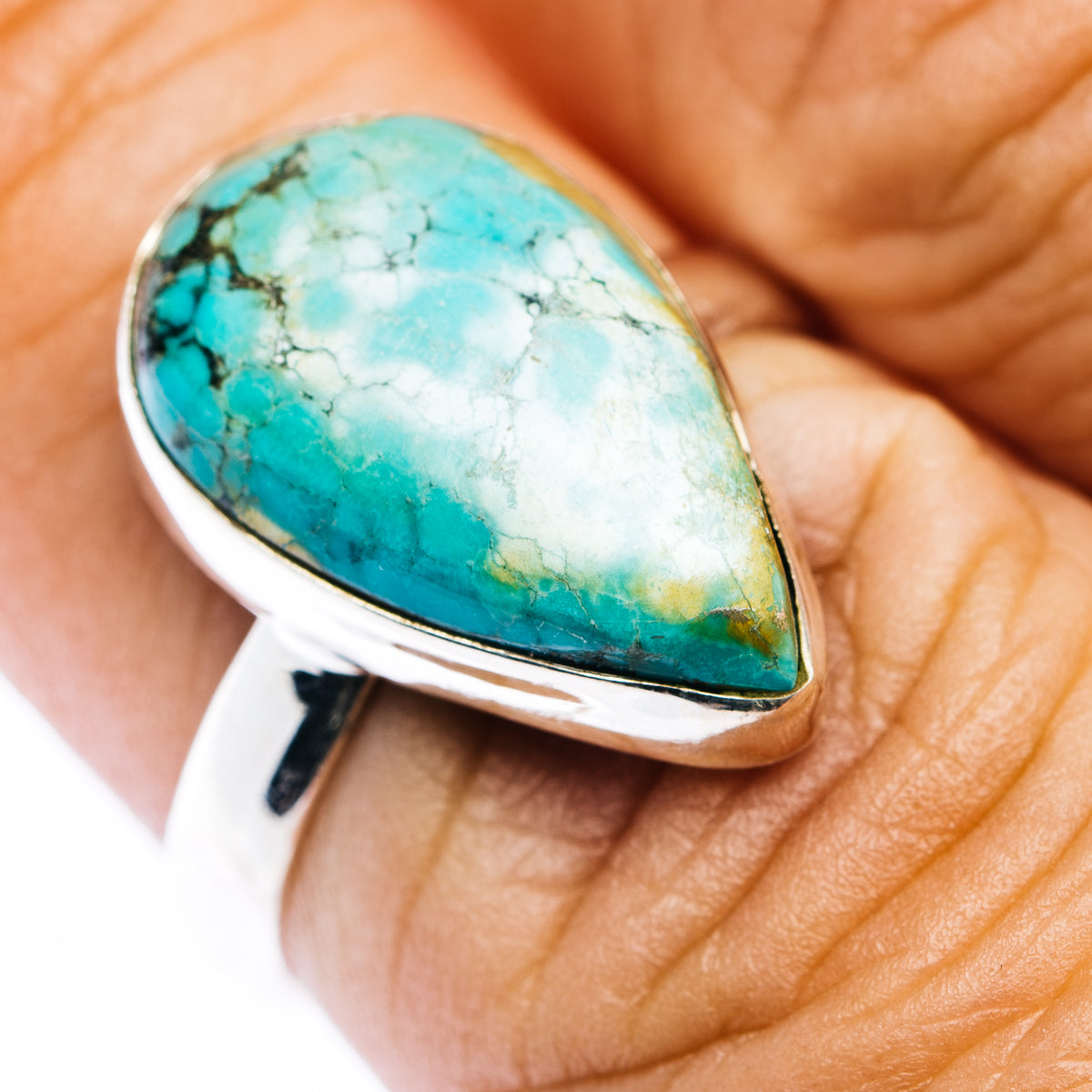 Tibetan Turquoise Ring Size 7 (.925 Sterling Silver)