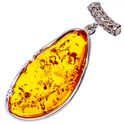 Ana Silver Co Baltic Amber Pendant 2" (925 Sterlnig Silver)