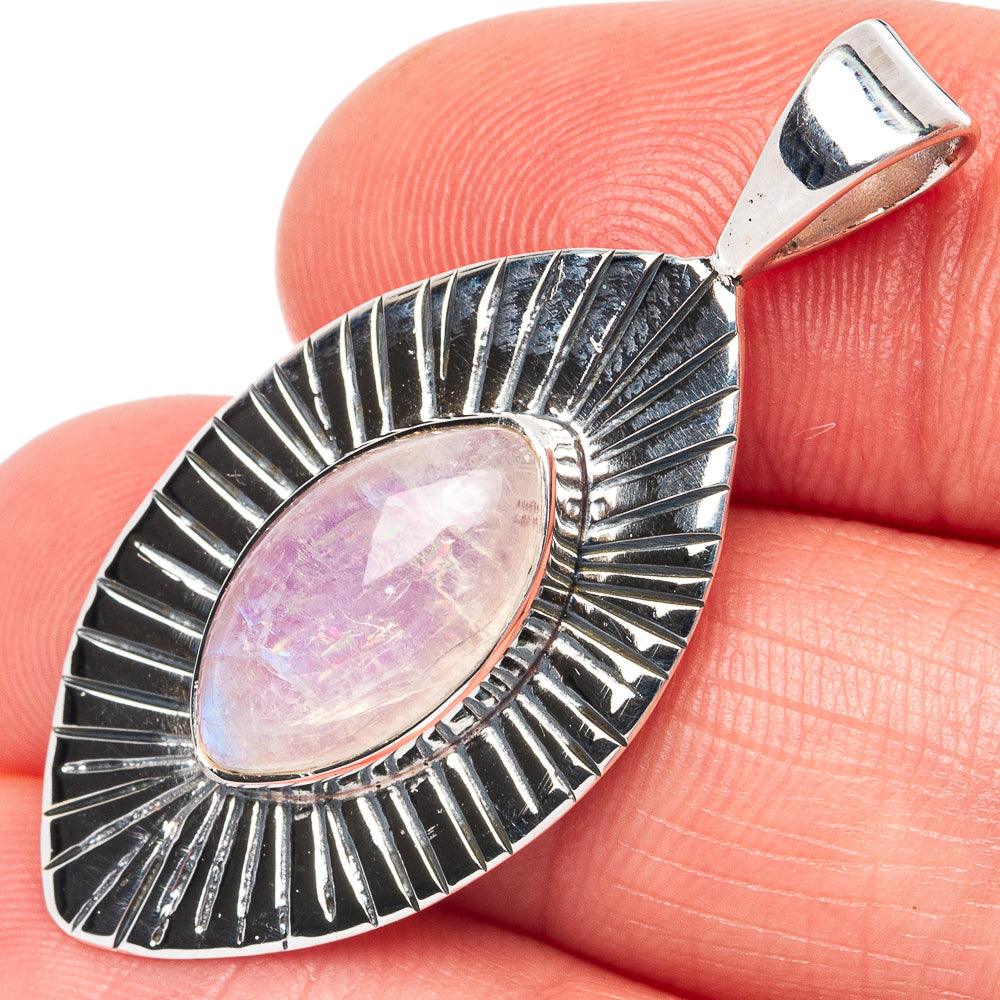 Premium Rainbow Moonstone Pendant 1 3/8" (925 Sterling Silver) P44672