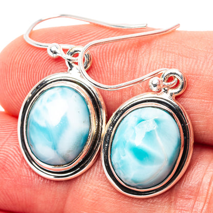 Larimar Earrings 1 3/8" (.925 Sterling Silver)