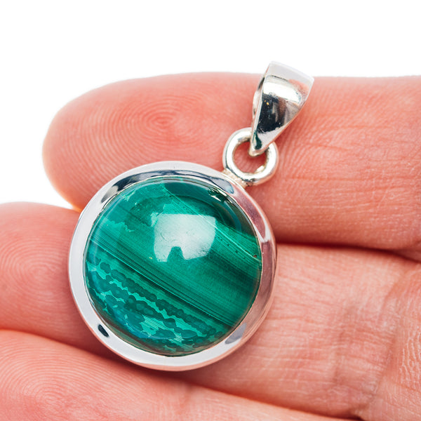 Premium Malachite Pendant 1 3/8" (.925 Sterling Silver)