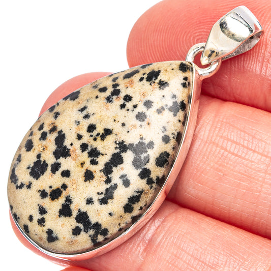 Dalmatian Jasper Pendant 1 5/8" (925 Sterling Silver) P43335