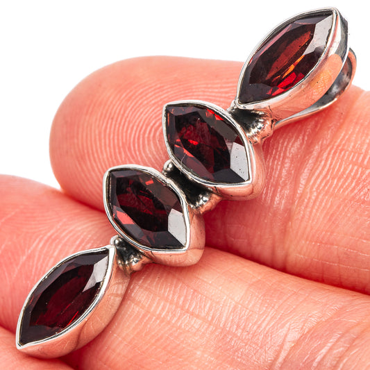 Garnet Dainty Pendant 1 3/8" (925 Sterling Silver) P43581