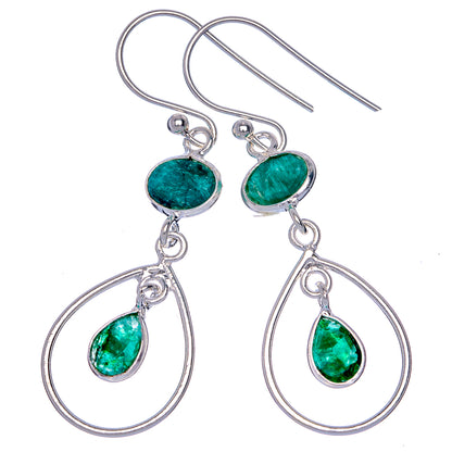 Emerald Dainty Earrings 1 7/8" (925 Sterling Silver) E433126