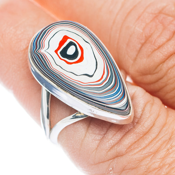 Premium Fordite Ring Size 7.25 (.925 Sterling Silver)