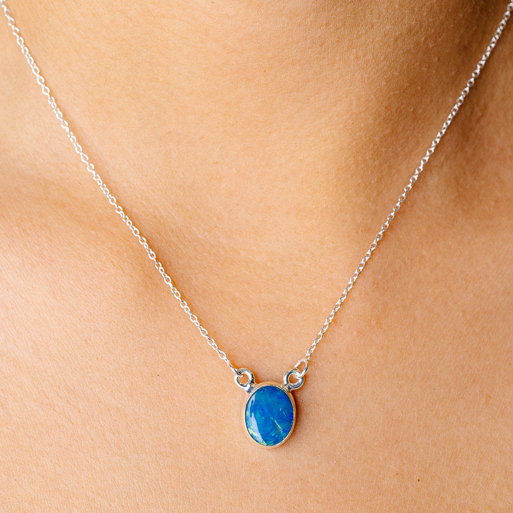Doublet Opal Necklace 16.5" (925 Sterling Silver) N90263