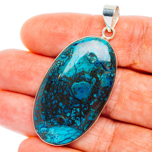 Premium Chrysocolla Pendant 2 1/8" (.925 Sterling Silver)