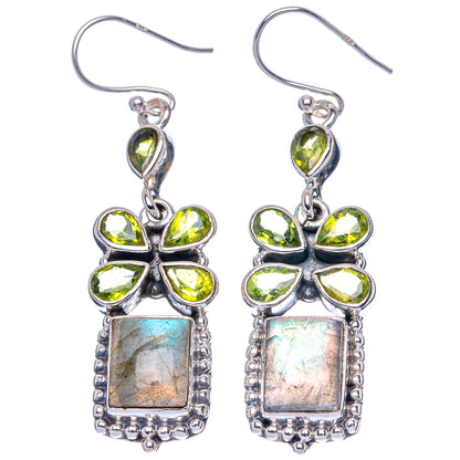 Premium Labradorite, Peridot Earrings 2 1/8" (925 Sterling Silver) E1629
