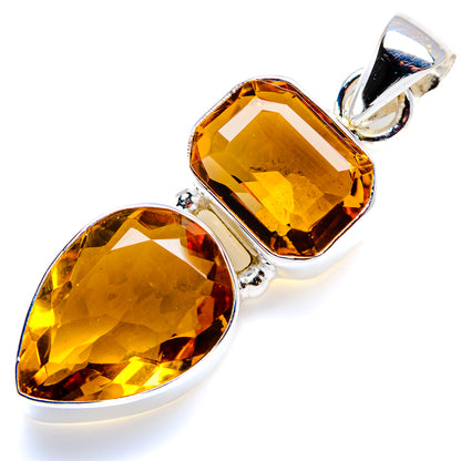 Faceted Citrine Pendant 1 5/8" (925 Sterling Silver) PD38234