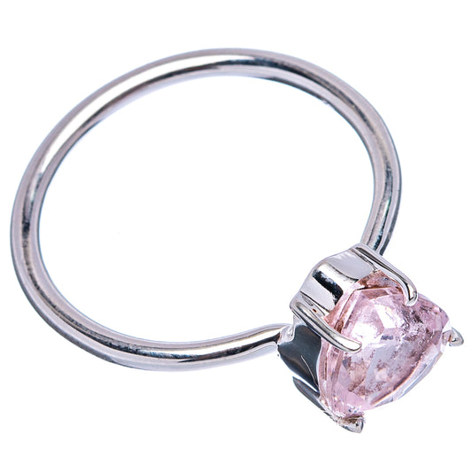 Sterling silver morganite ring with oval pink gemstone in prong setting