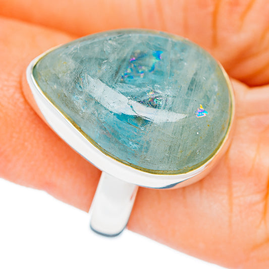 Premium Aquamarine Ring Size 5.5 Adjustable (.925 Sterling Silver)