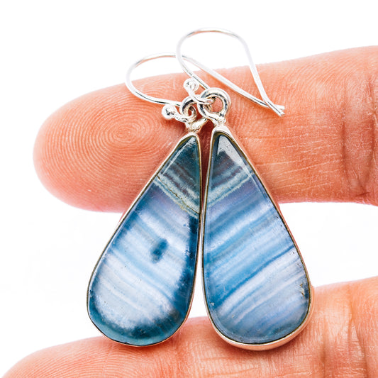 Rare Aquatine Lemurian Calcite Earrings 1 3/4" (.925 Sterling Silver)