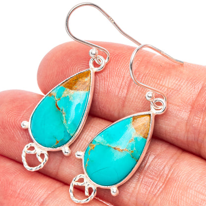Kingman Turquoise Earrings 1 5/8" (925 Sterling Silver) E1703