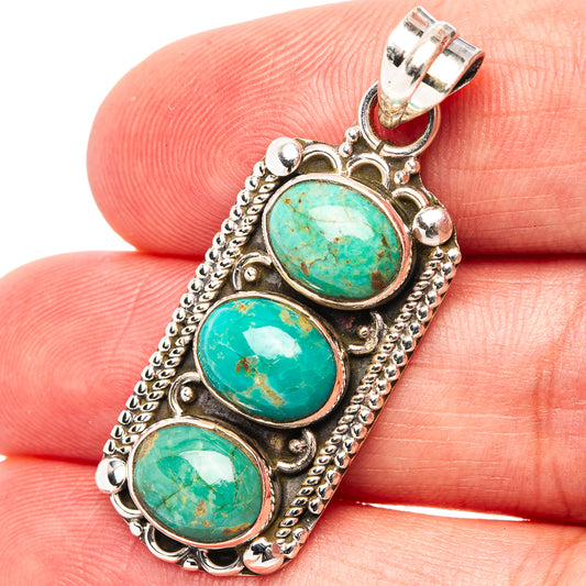 Turquoise pendant in .925 sterling silver with three oval cabochon stones