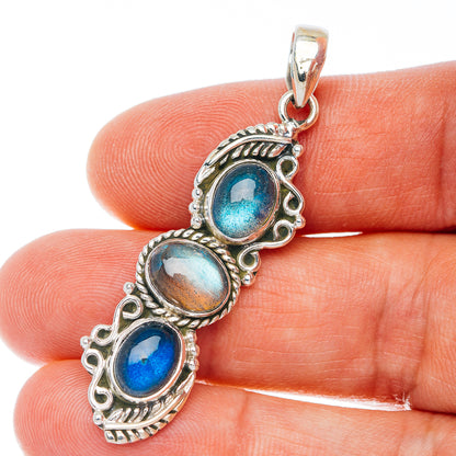 Labradorite Pendant 2" (.925 Sterling Silver)