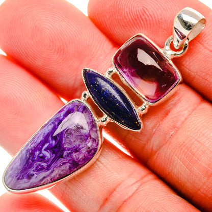 Charoite, Lapis Lazuli, Ametrine Pendant 2 1/4" (925 Sterling Silver) PD38269