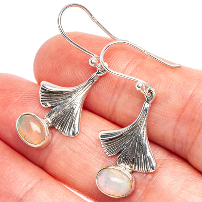 925 sterling silver dangle earrings with fan design and oval opal drops