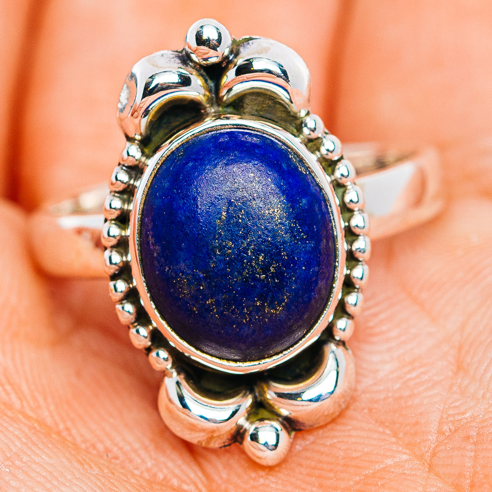 Southwestern Style Lapis Lazuli Ring Size 7.75 (.925 Sterling Silver)