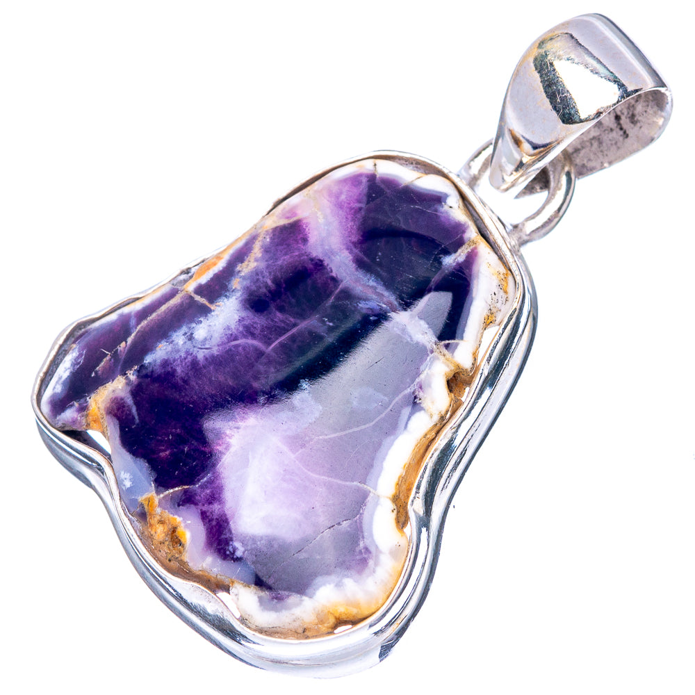 Oval purple opal pendant in sterling silver setting with visible bail