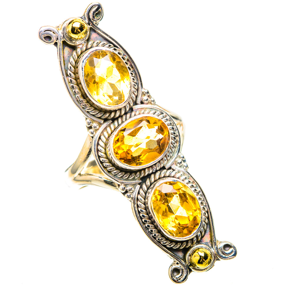 Large Faceted Citrine 925 Sterling Silver Ring Size 6.25 (925 Sterling Silver) RING139503