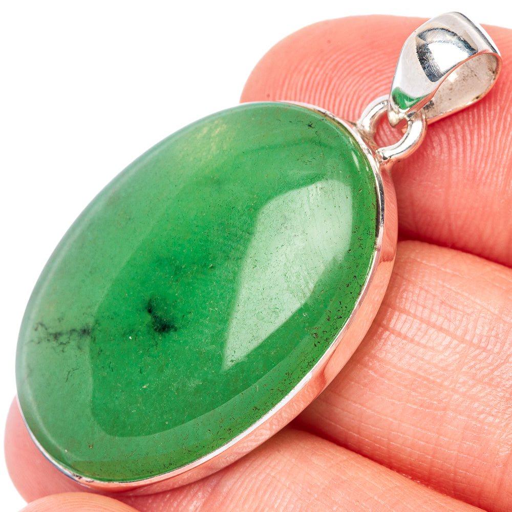 Green Chalcedony Pendant 1 5/8" (925 Sterling Silver) P42836