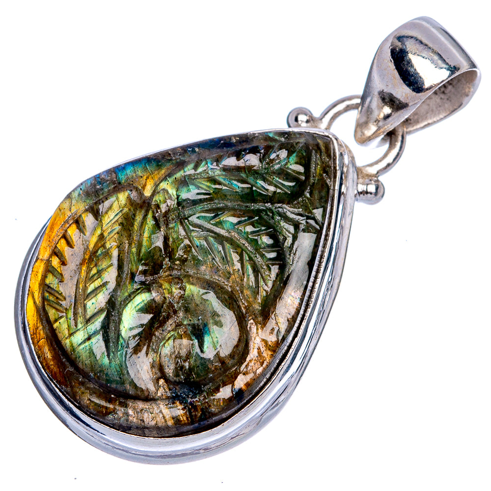 Labradorite Swan Pendant 1 3/8" (925 Sterling Silver) P40331