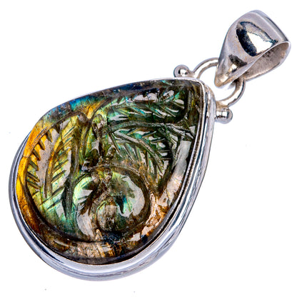 Labradorite Swan Pendant 1 3/8" (925 Sterling Silver) P40331