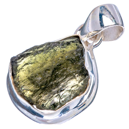 Rare Moldavite Pendant 7/8" (925 Sterling Silver) P43514