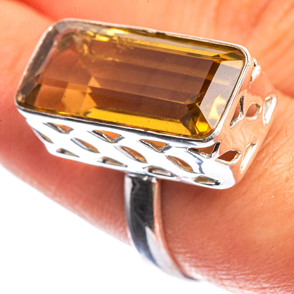 Faceted Citrine 925 Sterling Silver Ring Size 7.5