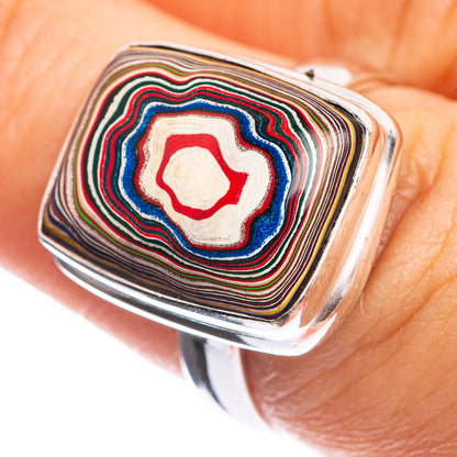 Rainbow Calsilica 925 Sterling Silver Ring Size 7.25