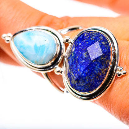 Large Lapis Lazuli, Larimar Ring Size 9 (925 Sterling Silver) RING138667