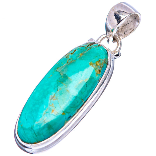 Turquoise oval gemstone pendant in .925 sterling silver bezel, side view