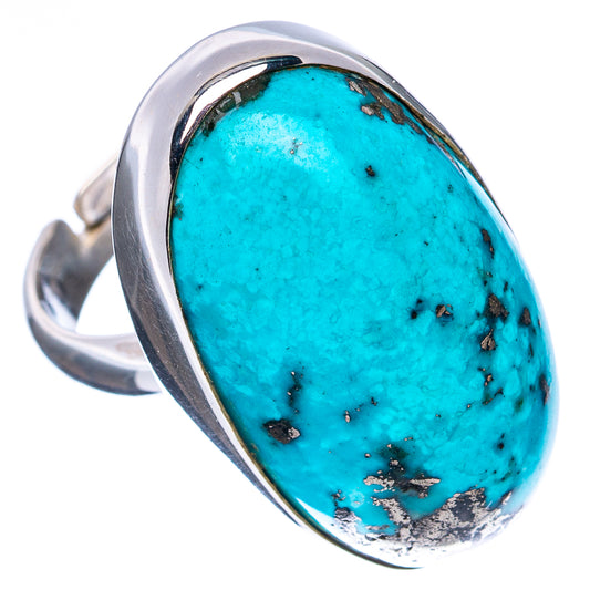 Premium Persian Turquoise Ring Size 6 Adjustable (.925 Sterling Silver)