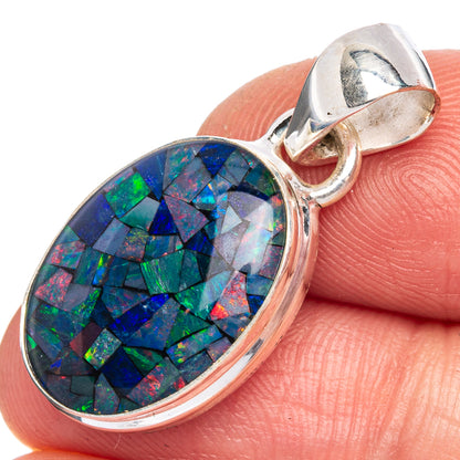 Triplet Opal Pendant 1 1/8" (925 Sterling Silver) P40473