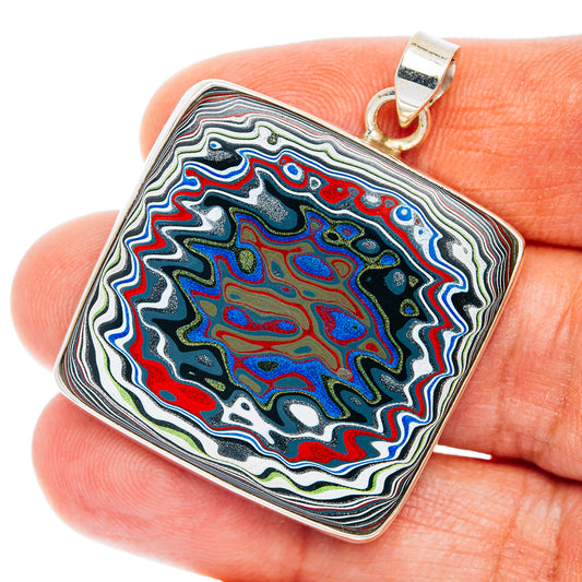 Premium Fordite Pendant 1 5/8" (.925 Sterling Silver)