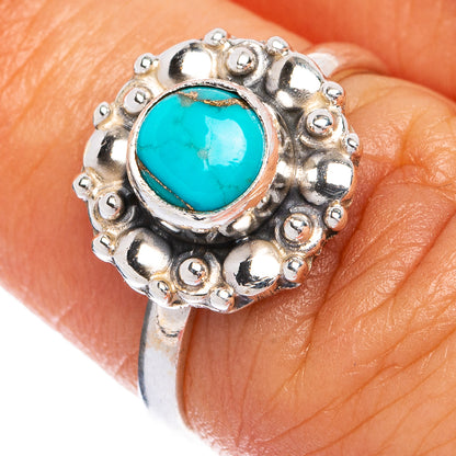 Blue Copper Composite Turquoise Dainty Ring Size 6 (925 Sterling Silver) R145372