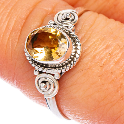 Faceted Citrine Dainty Ring Size 8.5 (925 Sterling Silver) R1218