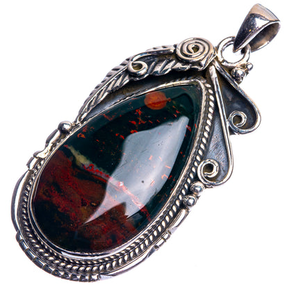 Bloodstone Pendant 2 1/8" (925 Sterling Silver) P39113