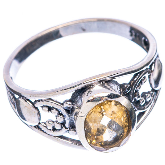Faceted Citrine Dainty Ring Size 7.75 (925 Sterling Silver) R6035