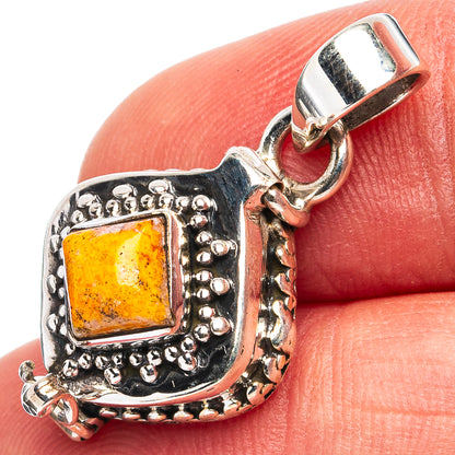 Bumblebee Jasper Poison Pendant 1 1/8" (.925 Sterling Silver)