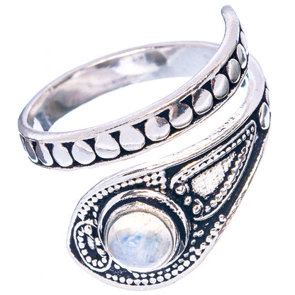 Rainbow Moonstone Dainty Ring Size 7 Adjustable (925 Sterling Silver) R5232