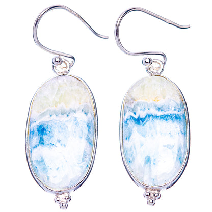 Blue Scheelite Earrings 1 5/8" (925 Sterling Silver) E1460