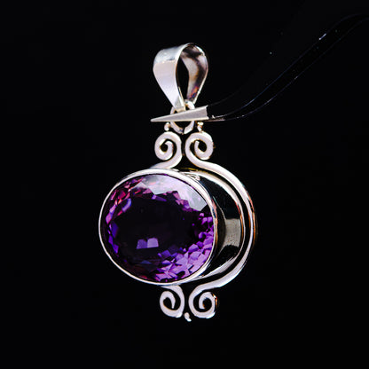 17.77ct Faceted Brazilian Amethyst Pendant 1 1/2" (.925 Sterling Silver)