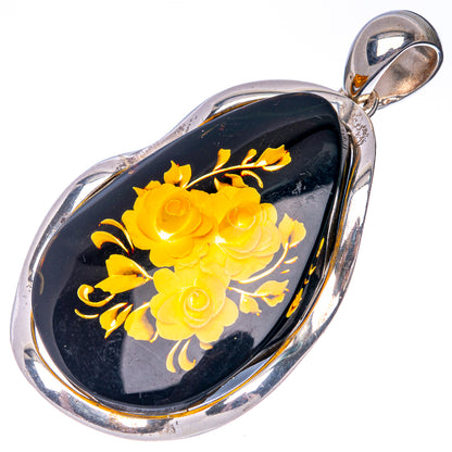 Ana Silver Co Baltic Amber Cameo Pendant 2 1/8" (925 Sterlnig Silver)