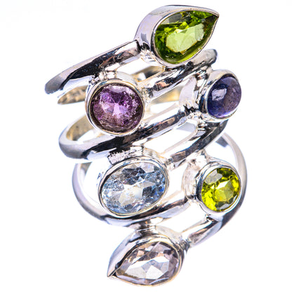 Large Peridot, Amethyst, Tanzanite, Blue Topaz, White Quartz Ring Size 5.5 (925 Sterling Silver) RING143468