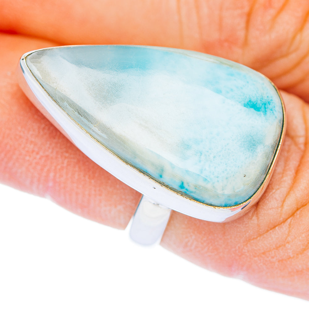 Premium Larimar Ring Size 6.25 Adjustable (.925 Sterling Silver)