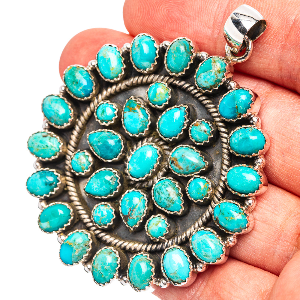 Premium Kingman Turquoise Pendant 2 3/8" (.925 Sterling Silver)