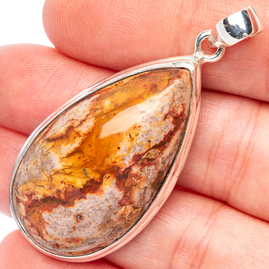 Rare Huge Mexican Fire Opal Pendant 2" (925 Sterling Silver) P44171