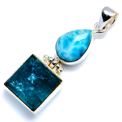 Apatite, Larimar 925 Sterling Silver Pendant 1 3/4" (925 Sterling Silver) PD38427